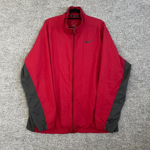 Nike Jacket Mens XL Red Full Zip Windbreaker Soft Shell Comfort Dri Fit - Picture 1 of 11